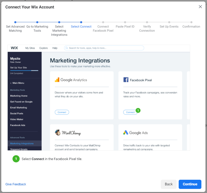 install facebook pixel on wix website