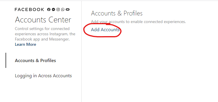 add facebook page to instagram account