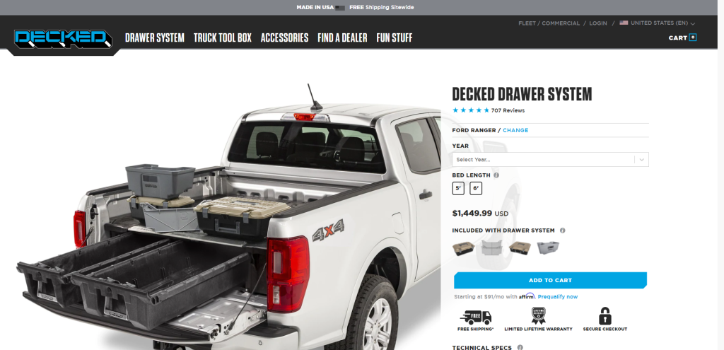 Decked truck storage