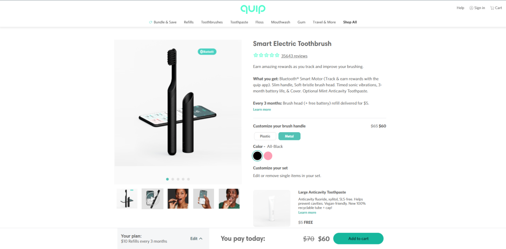 Quip toothbrush